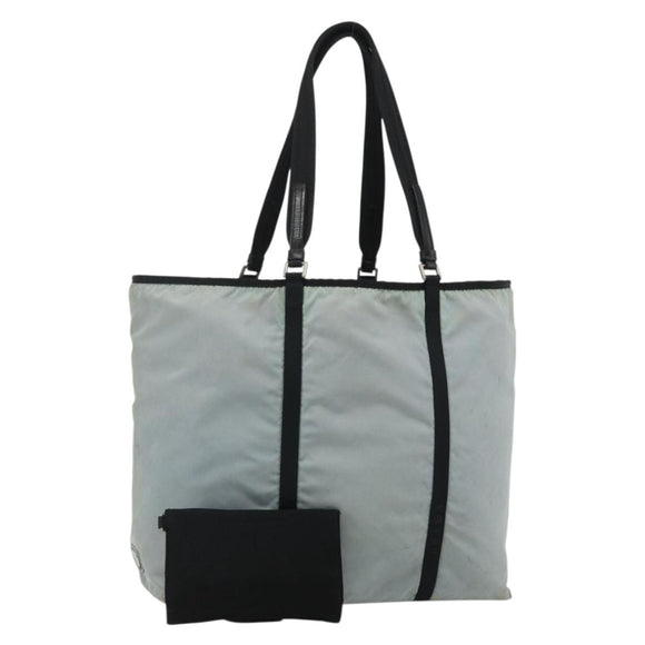 PRADA Old Tote Bag Nylon Light Blue Silver Auth am11438