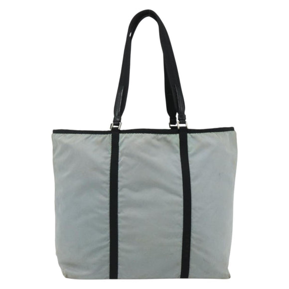 PRADA Old Tote Bag Nylon Light Blue Silver Auth am11438