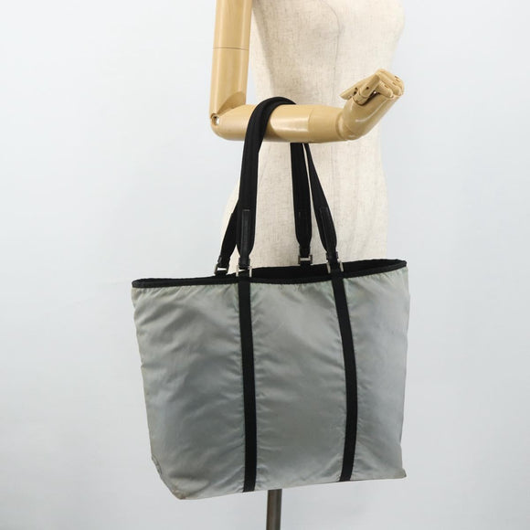 PRADA Old Tote Bag Nylon Light Blue Silver Auth am11438
