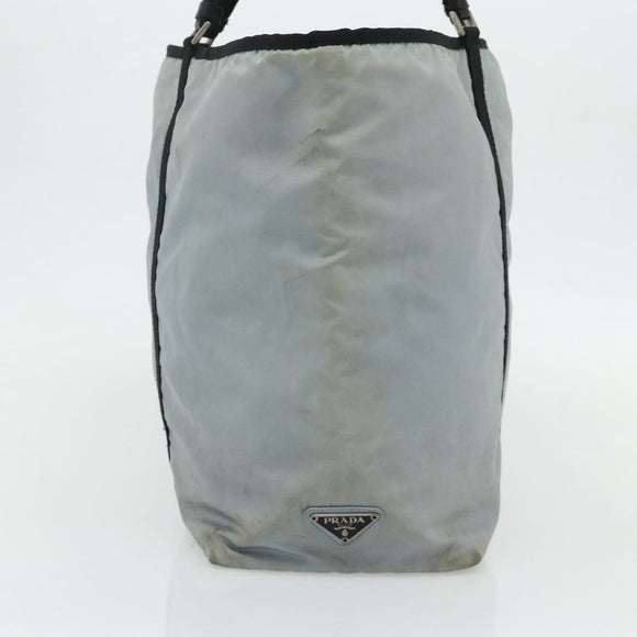 PRADA Old Tote Bag Nylon Light Blue Silver Auth am11438