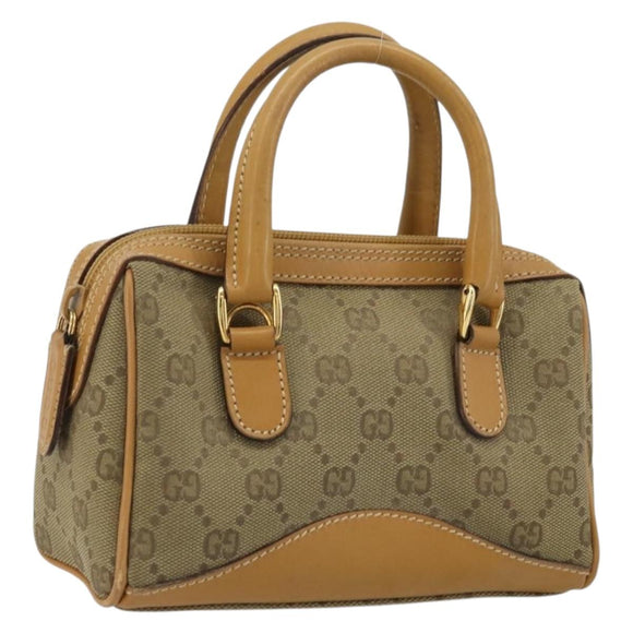 GUCCI GG Canvas Mini Hand Bag Beige Gold Auth am11440