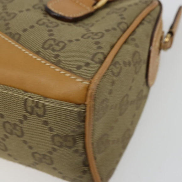 GUCCI GG Canvas Mini Hand Bag Beige Gold Auth am11440