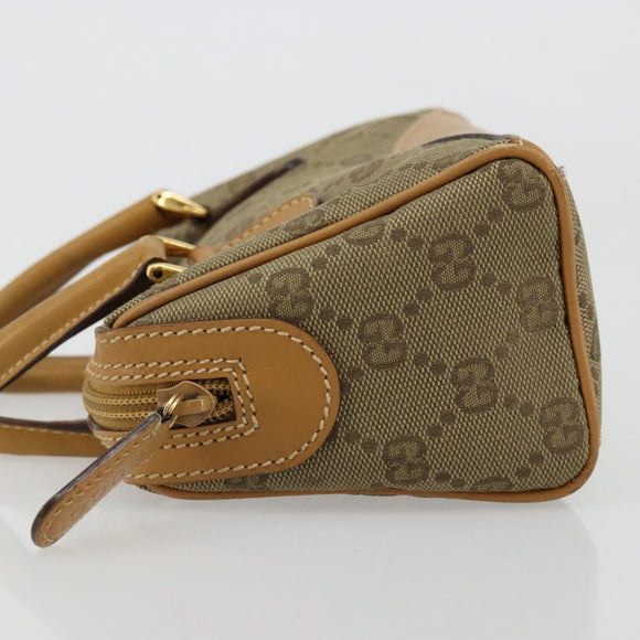 GUCCI GG Canvas Mini Hand Bag Beige Gold Auth am11440