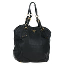 PRADA Tote Bag Leather Black Gold BR3847 Auth am11447V-1