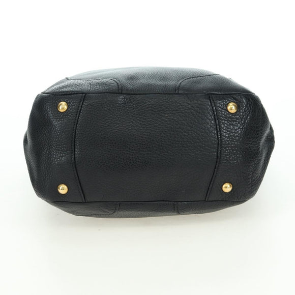 PRADA Tote Bag Leather Black Gold BR3847 Auth am11447V