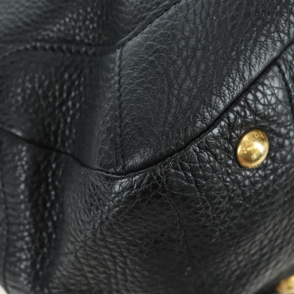 PRADA Tote Bag Leather Black Gold BR3847 Auth am11447V