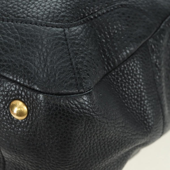 PRADA Tote Bag Leather Black Gold BR3847 Auth am11447V