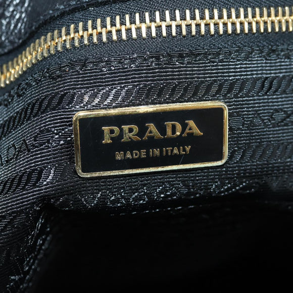 PRADA Tote Bag Leather Black Gold BR3847 Auth am11447V