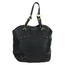 PRADA Tote Bag Leather Black Gold BR3847 Auth am11447V-3