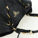 PRADA Tote Bag Leather Black Gold BR3847 Auth am11447V-14