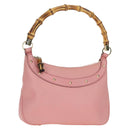 GUCCI Bamboo Studs Shoulder Bag Leather Pink Gold 137378 Auth am11450V-1