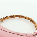 GUCCI Bamboo Studs Shoulder Bag Leather Pink Gold 137378 Auth am11450V-14