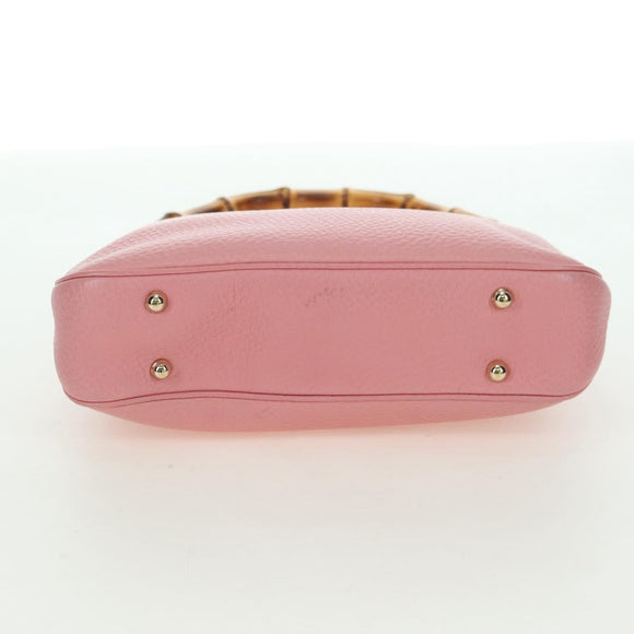 GUCCI Bamboo Studs Shoulder Bag Leather Pink Gold 137378 Auth am11450V