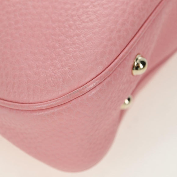 GUCCI Bamboo Studs Shoulder Bag Leather Pink Gold 137378 Auth am11450V