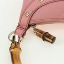 GUCCI Bamboo Studs Shoulder Bag Leather Pink Gold 137378 Auth am11450V-19