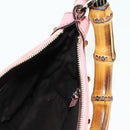 GUCCI Bamboo Studs Shoulder Bag Leather Pink Gold 137378 Auth am11450V-21