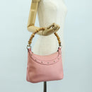 GUCCI Bamboo Studs Shoulder Bag Leather Pink Gold 137378 Auth am11450V-25