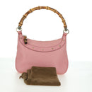 GUCCI Bamboo Studs Shoulder Bag Leather Pink Gold 137378 Auth am11450V-12