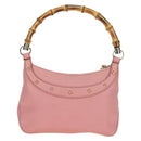 GUCCI Bamboo Studs Shoulder Bag Leather Pink Gold 137378 Auth am11450V-2