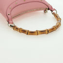 GUCCI Bamboo Studs Shoulder Bag Leather Pink Gold 137378 Auth am11450V-9