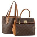 CELINE Macadam Canvas Shoulder Bag PVC Leather 2 Set Brown Auth am11453-1
