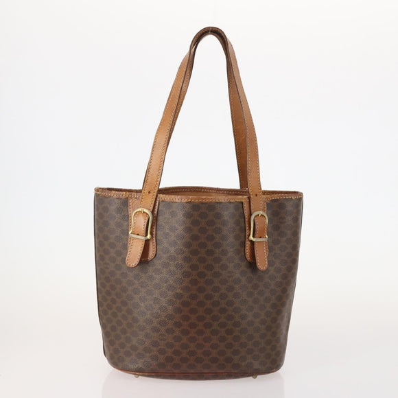 CELINE Macadam Canvas Shoulder Bag PVC Leather 2 Set Brown Auth am11453