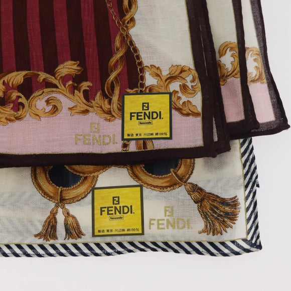 FENDI Handkerchief Cotton 2 Pieces set Red Blue Auth am11455A