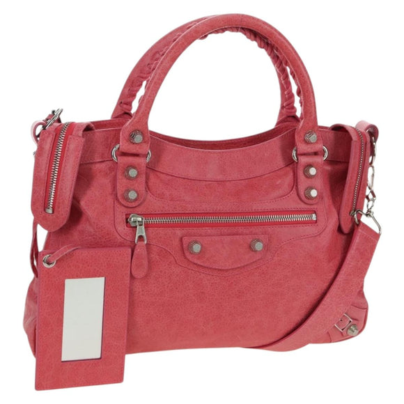 BALENCIAGA Giant Town Hand Bag Leather 2way Pink 240578 Auth am11459SAV