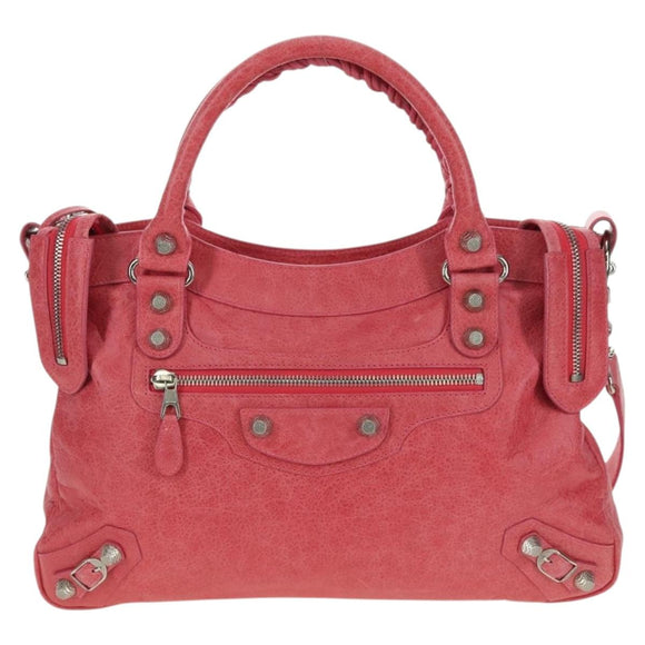BALENCIAGA Giant Town Hand Bag Leather 2way Pink 240578 Auth am11459SAV