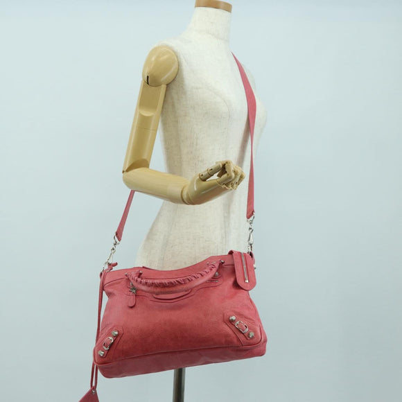 BALENCIAGA Giant Town Hand Bag Leather 2way Pink 240578 Auth am11459SAV