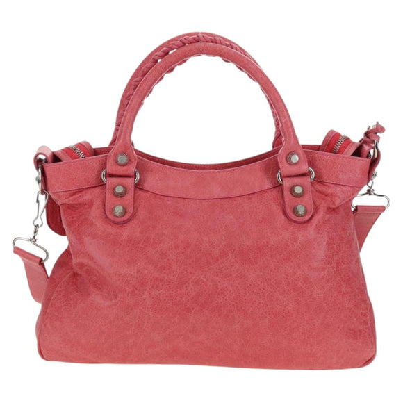BALENCIAGA Giant Town Hand Bag Leather 2way Pink 240578 Auth am11459SAV
