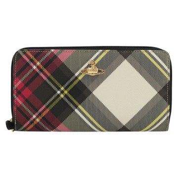 Vivienne Westwood Checked Round Long Wallet PVC Multicolor Gold Auth am11461A - 0
