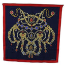 CARTIER Scarf Silk Red Navy Auth am11465V-1