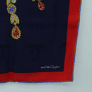 CARTIER Scarf Silk Red Navy Auth am11465V-10