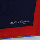 CARTIER Scarf Silk Red Navy Auth am11465V-11