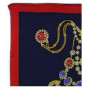 CARTIER Scarf Silk Red Navy Auth am11465V-2