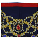 CARTIER Scarf Silk Red Navy Auth am11465V-3