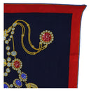 CARTIER Scarf Silk Red Navy Auth am11465V-4
