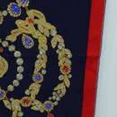 CARTIER Scarf Silk Red Navy Auth am11465V-7