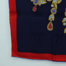 CARTIER Scarf Silk Red Navy Auth am11465V-8