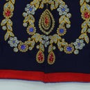 CARTIER Scarf Silk Red Navy Auth am11465V-9
