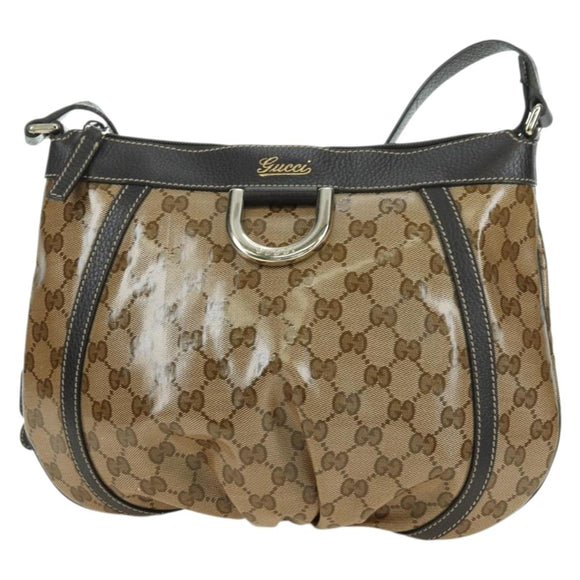 GUCCI GG Crystal Abbey Bag Coated Canvas Outlet Beige Brown 296019 Auth am11474V