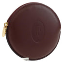 CARTIER Must Line Coin Purse Leather Bordeaux Gold Auth am11475V-1