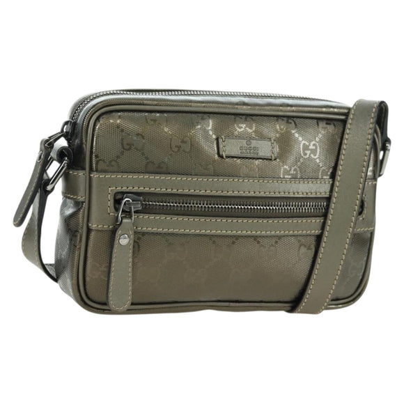 GUCCI GG Implementation Shoulder Bag PVC Gray Silver 201447 Auth am11476V