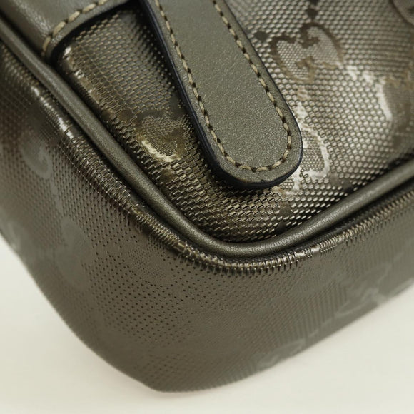 GUCCI GG Implementation Shoulder Bag PVC Gray Silver 201447 Auth am11476V