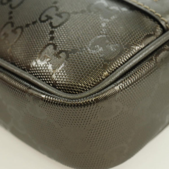 GUCCI GG Implementation Shoulder Bag PVC Gray Silver 201447 Auth am11476V