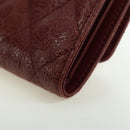 CHANEL Camelia Trifold Wallet Leather Bordeaux Gold CC Auth am11479M-16