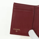 CHANEL Camelia Trifold Wallet Leather Bordeaux Gold CC Auth am11479M-19