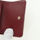CHANEL Camelia Trifold Wallet Leather Bordeaux Gold CC Auth am11479M-21