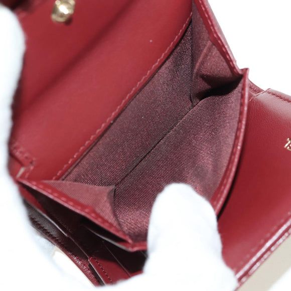 CHANEL Camelia Trifold Wallet Leather Bordeaux Gold CC Auth am11479M